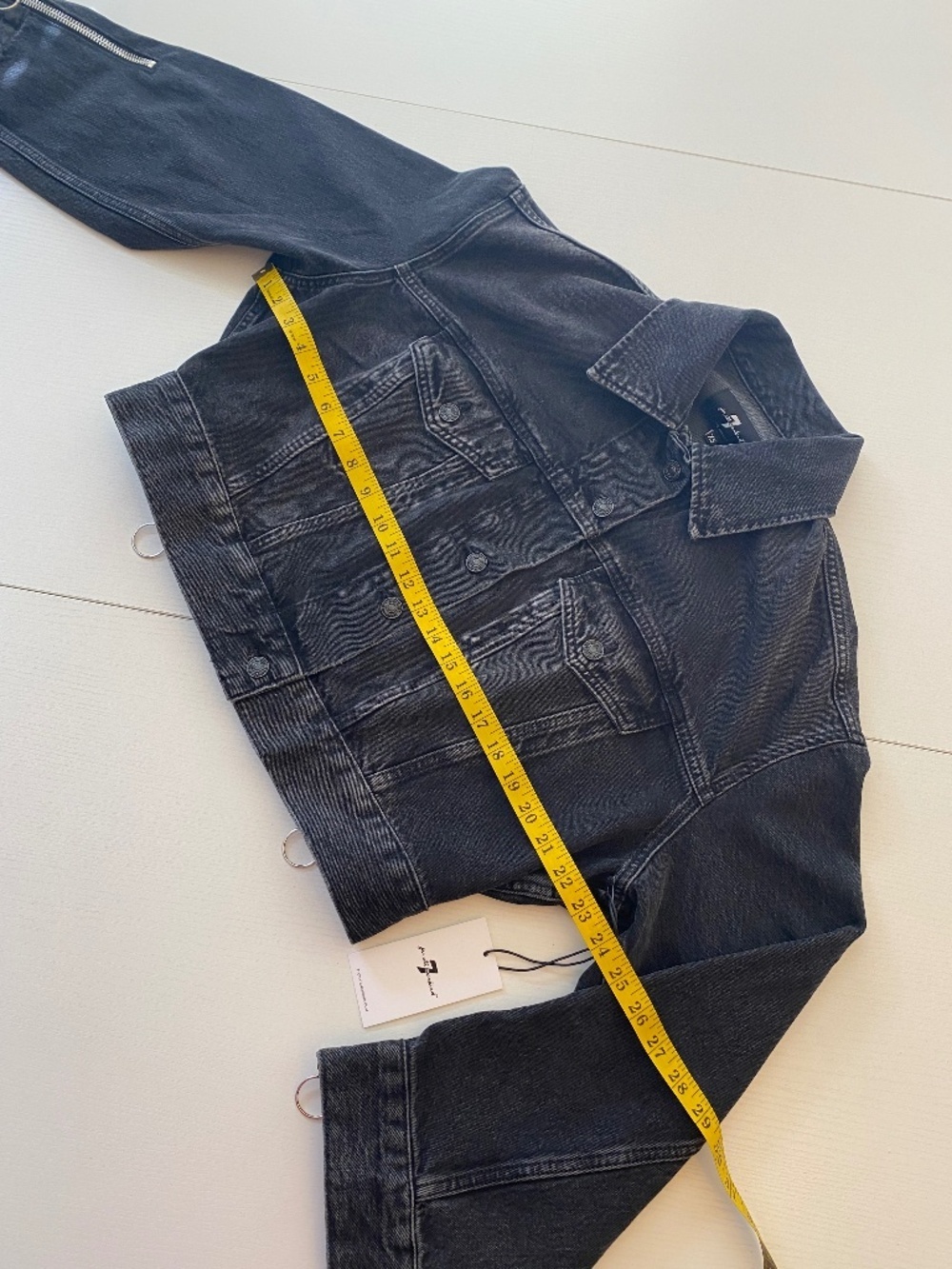 7 For All Mankind Oversized Oli Cropped Trucker Jacket in Hustle (NWT) Size XS - Picture 14 of 16